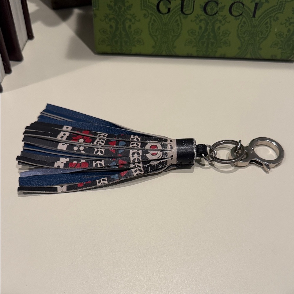 Brighton Black Tassel Keychain with Red and Cream Accents - Picture 6 of 7
